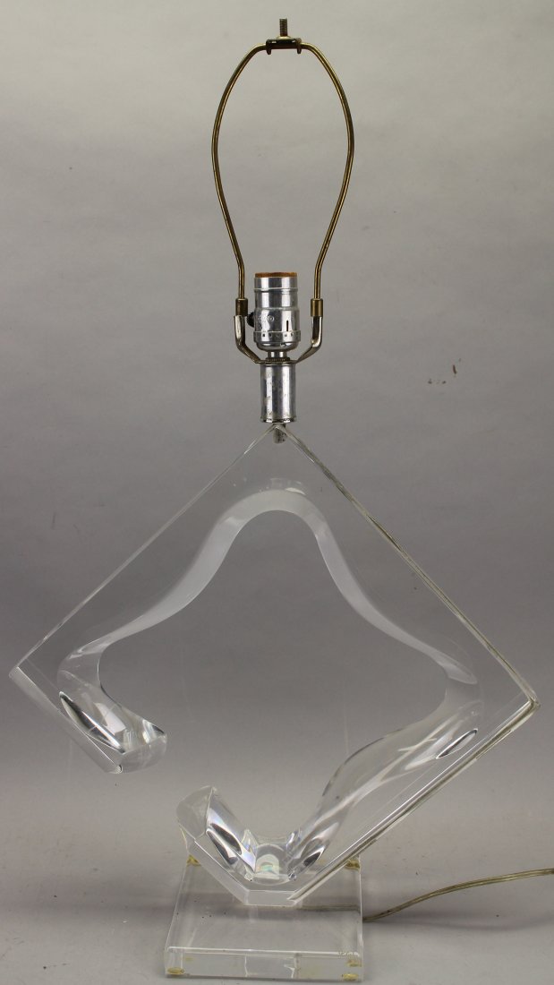 Signed Van Teal Lucite Lamp: Signed Van Teal Lucite Lamp. Signed on base. Height: 28 in. All watches / clocks / lighting are sold for display purposes only. We cannot guarantee working order after item leaves premises.