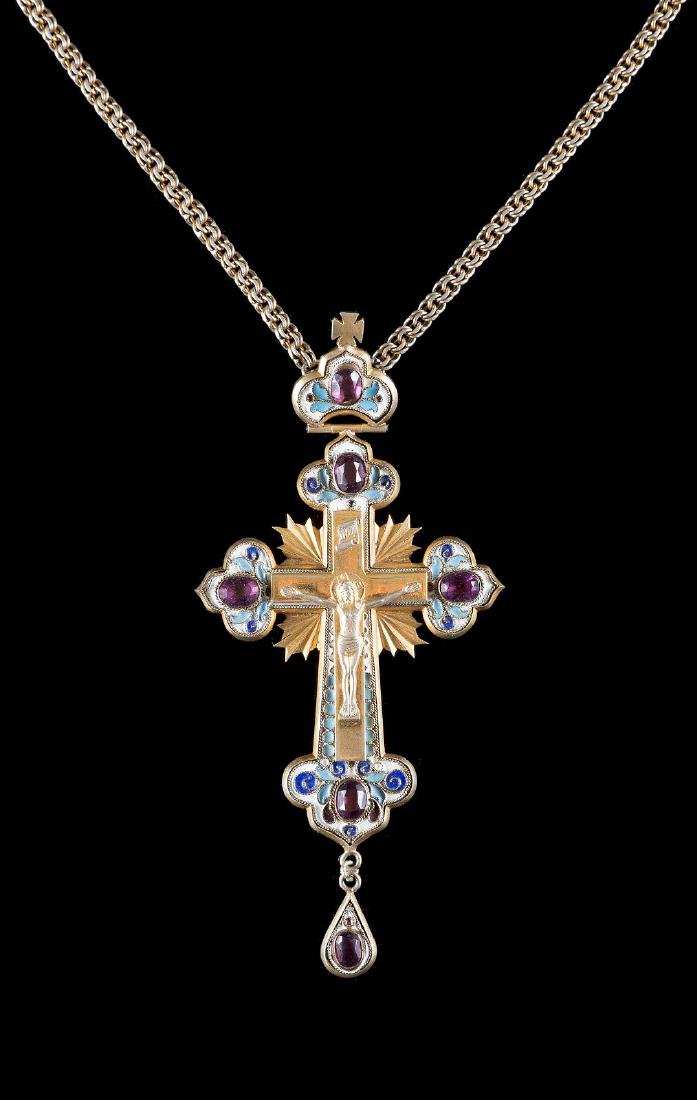 A CLOISONNÉ ENAMEL PECTORAL CROSS Russian, circa 1900 A (1 of 1)