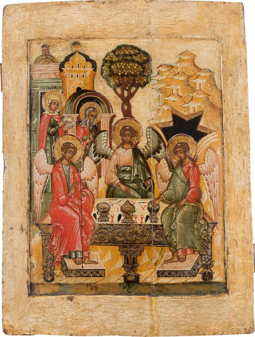 A FINE AND LARGE ICON SHOWING THE OLD TESTAMENT TRINITY (1 of 1)