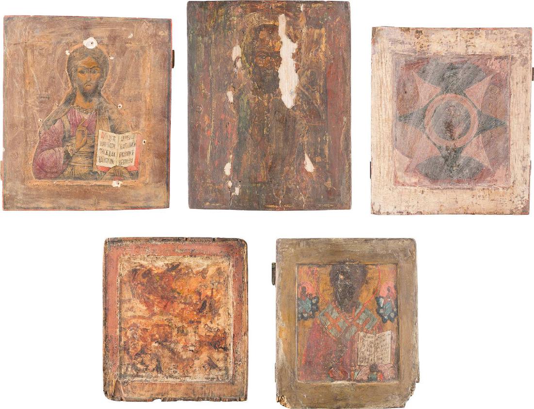 FIVE ICONS Russian, 18th/19th century Tempera on wood (1 of 1)