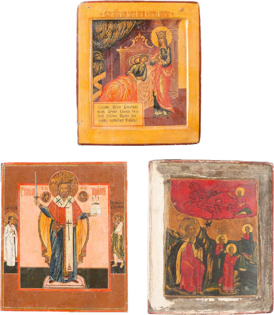 THREE ICONS: THE PROPHET ELIJAH, ST. NICHOLAS OF (1 of 1)