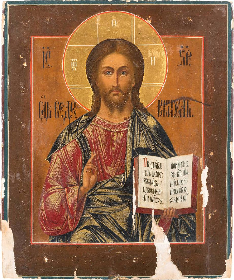 AN ICON SHOWING CHRIST PANTOKRATOR Russian, late 19th (1 of 1)