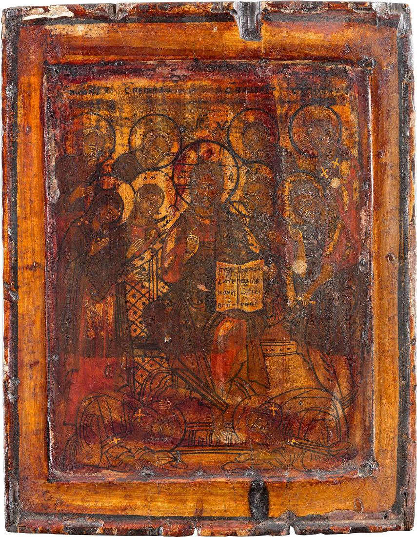 AN ICON SHOWING AN EXTENDED DEISIS Russian, 18th (1 of 1)