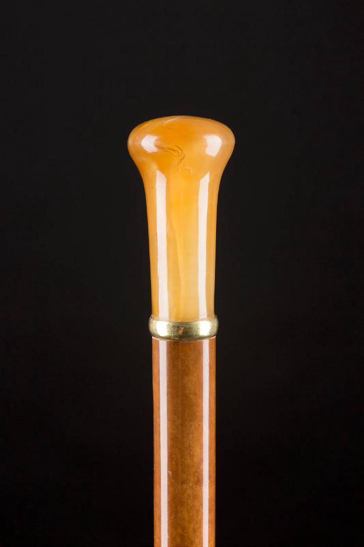 ELEGANTER SPAZIERSTOCK 19. Jh. Kappenknauf aus Horn, (1 of 1)