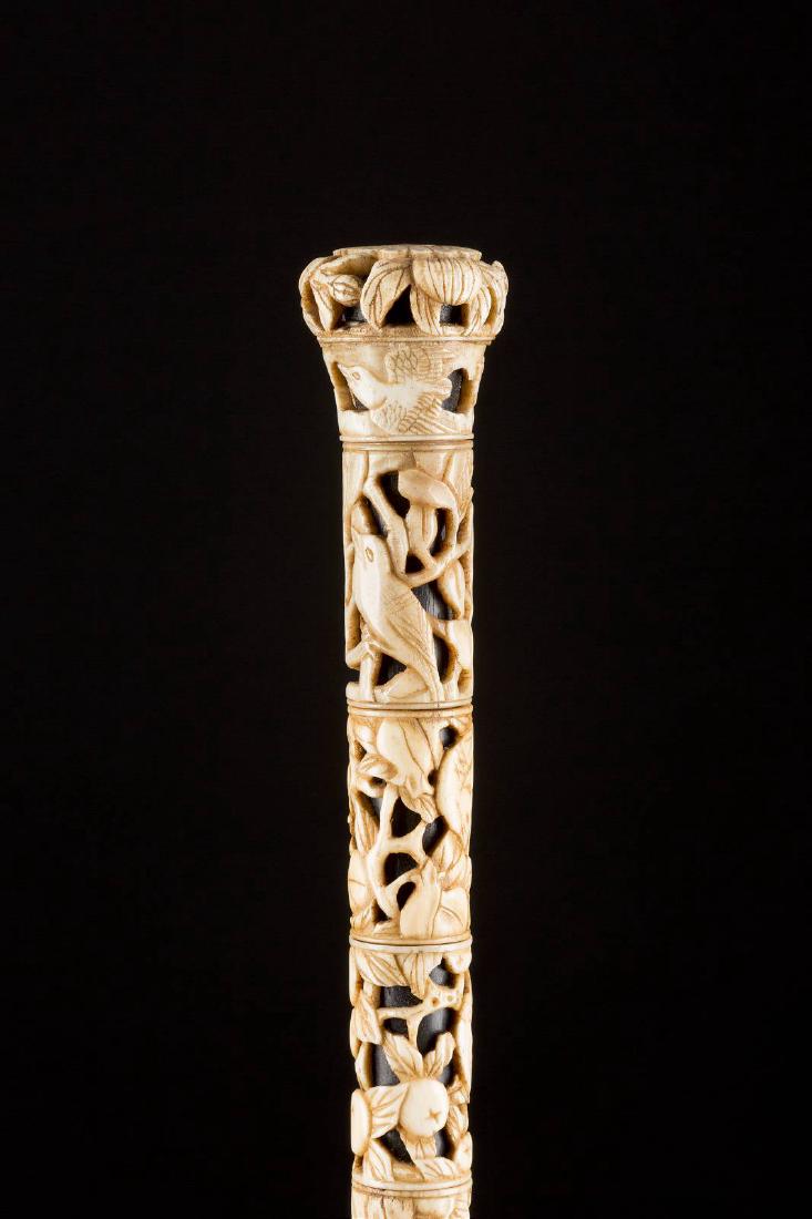 SELTENER SPAZIERSTOCK China, 19. Jh. Ebenholz, Bein, (1 of 3)