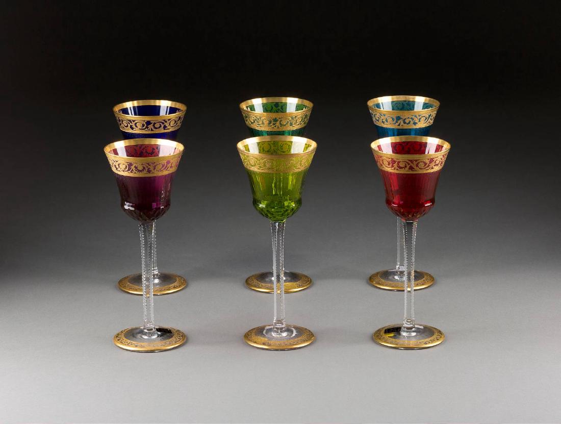 SATZ VON SECHS BUNTEN RÖMERGLÄSERN 'THISTLE GOLD' (1 of 1)