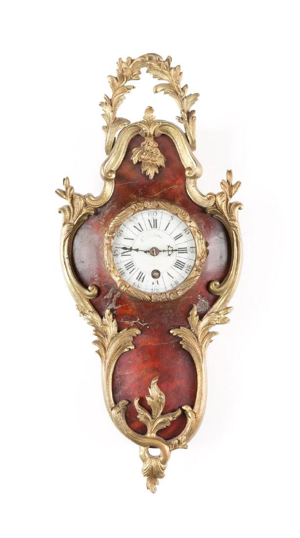 KLEINE CARTELUHR Frankreich, 19. Jh. Bronze, Holz, (1 of 1)