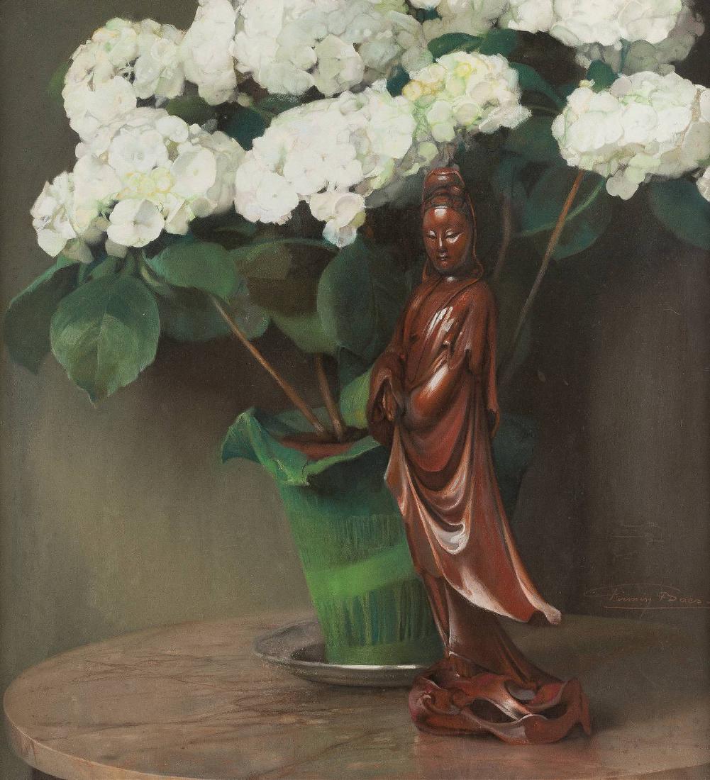 FIRMIN BAES 1874 St-Josse-ten-Noode - 1945 Brüssel: FIRMIN BAES 1874 St-Josse-ten-Noode - 1945 Brüssel STILLLEBEN MIT SCHNEEBALL UND QUANJIN Pastell auf Leinwand. 85 x 78 cm. Signiert unten rechts 'Firmin Baes'. Rahmen.