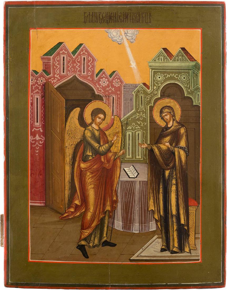 A LARGE ICON SHOWING THE ANNUNCIATION OF THE MOTHER OF (1 of 1)