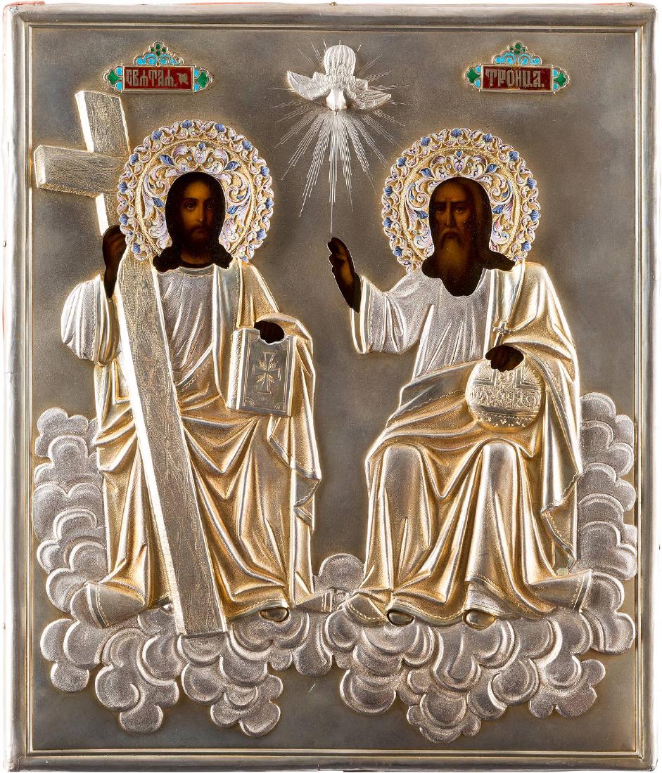 AN ICON SHOWING THE NEW TESTAMENT TRINITY Russian, (1 of 2)