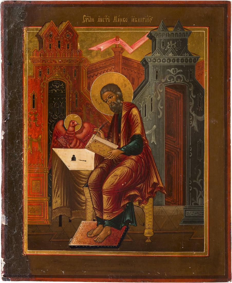 AN ICON SHOWING THE EVANGELIST ST. MARK Russian, 19th (1 of 1)