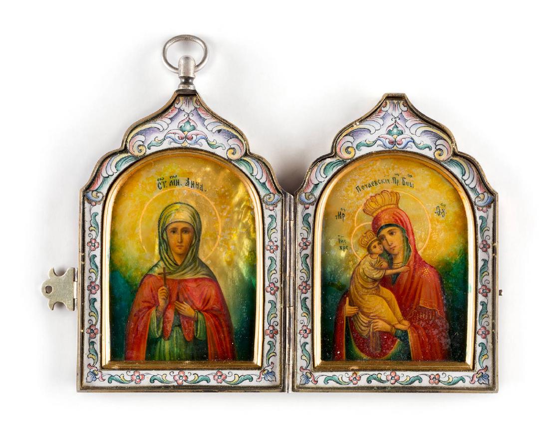 A FINE SILVER-GILT AND ENAMEL DIPTYCH SHOWING ST. ANNA (1 of 4)