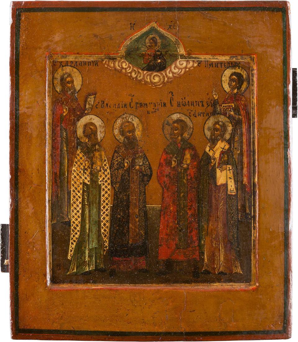 AN ICON SHOWING SIX SELECTED SAINTS Russian, 18th (1 of 1)