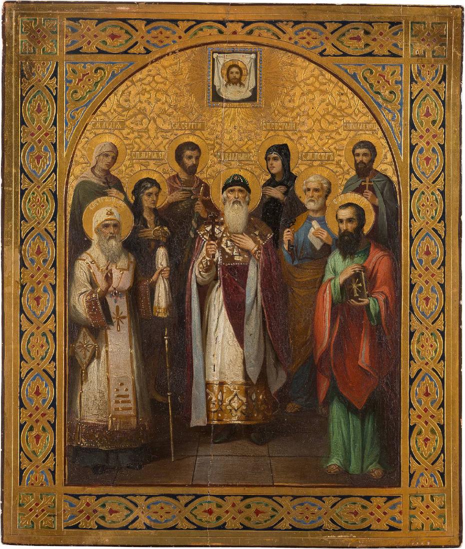 A LARGE ICON SHOWING A SELECTION OF TEN FAMILY PATRONS (1 of 1)
