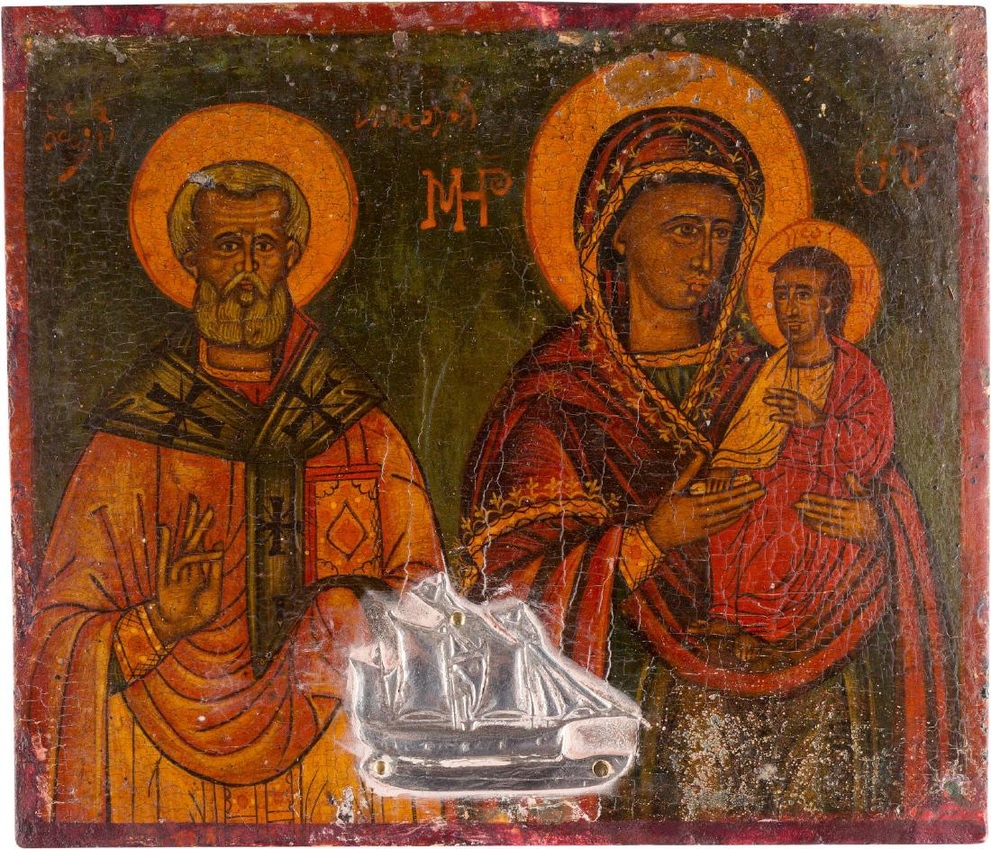 A SMALL ICON SHOWING ST. NICHOLAS OF MYRA AND THE (1 of 1)