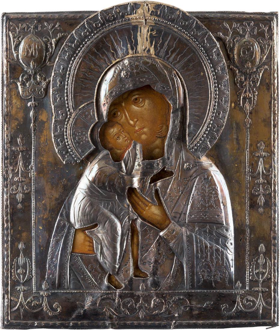 AN ICON SHOWING THE VLADIMIRSKAYA MOTHER OF GOD WITH (1 of 1)