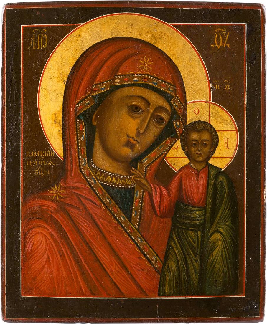 AN ICON SHOWING THE KAZANSKAYA MOTHER OF GOD Russian, (1 of 1)
