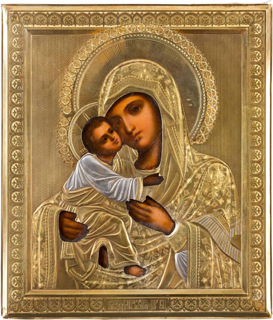 AN ICON SHOWING THE VLADIMIRSKAYA MOTHER OF GOD WITH (1 of 1)
