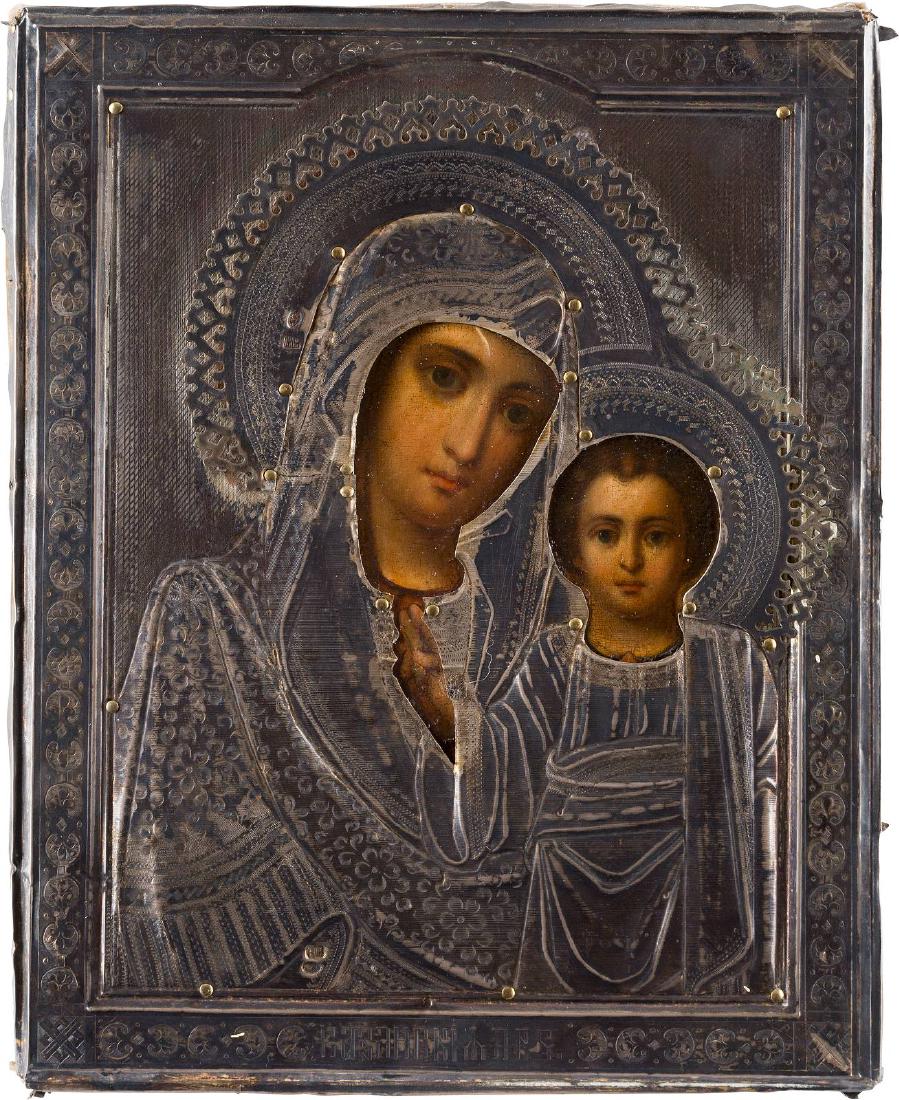A SMALL ICON SHOWING THE KAZANSKAYA MOTHER OF GOD WITH (1 of 1)