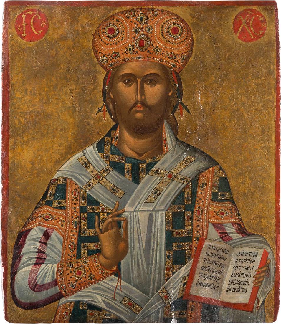 A VERY FINE AND LARGE ICON SHOWING CHRIST AS HIGH (1 of 1)