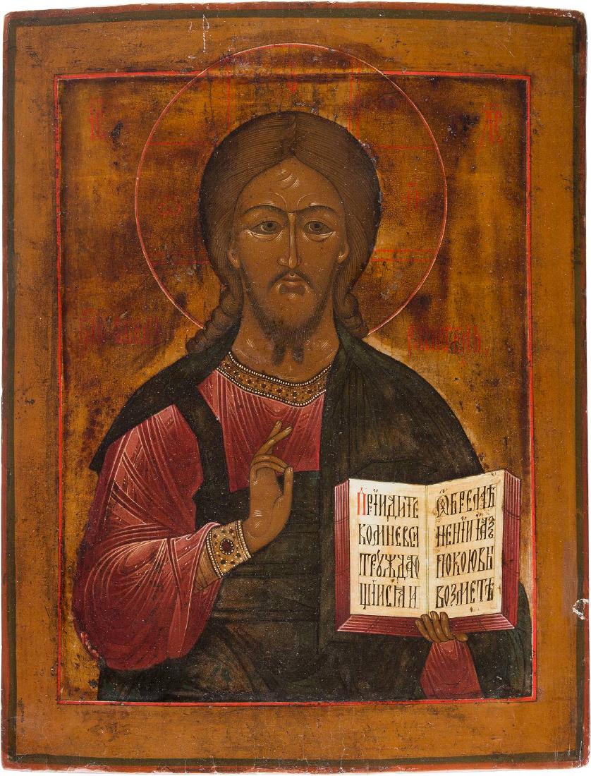 A LARGE ICON SHOWING CHRIST PANTOKRATOR Russian, late (1 of 1)