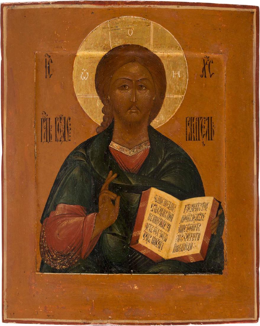 AN ICON SHOWING CHRIST PANTOKRATOR Russian, 19th (1 of 1)