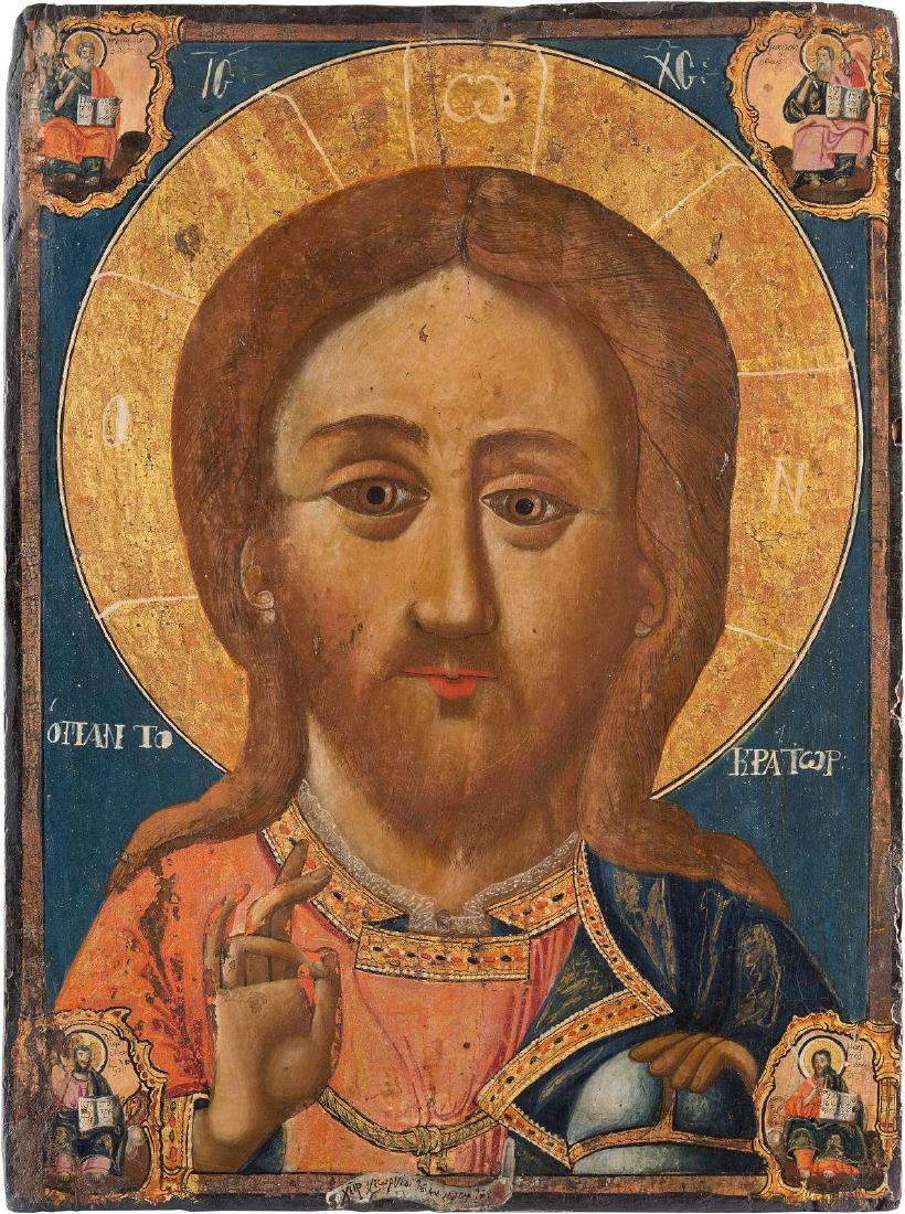 A LARGE ICON SHOWING CHRIST PANTOKRATOR AND THE FOUR (1 of 2)