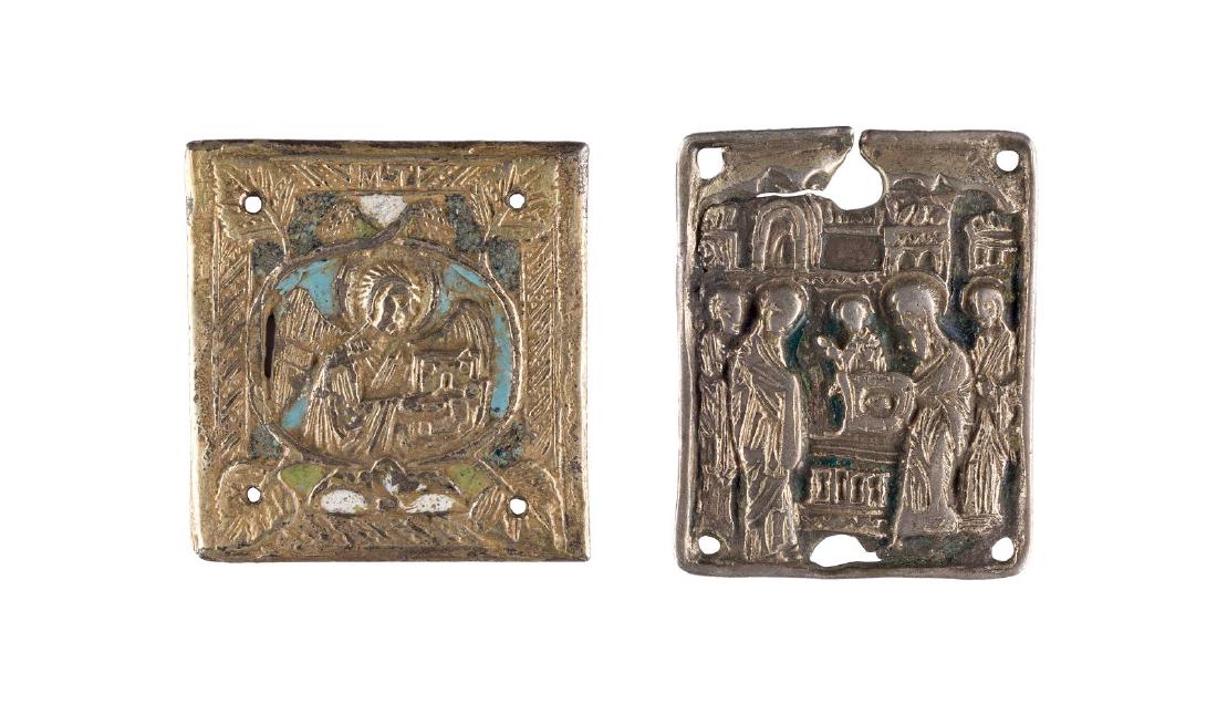 TWO SILVER AND ENAMEL PLAQUES SHOWING THE PRESENTATION (1 of 1)