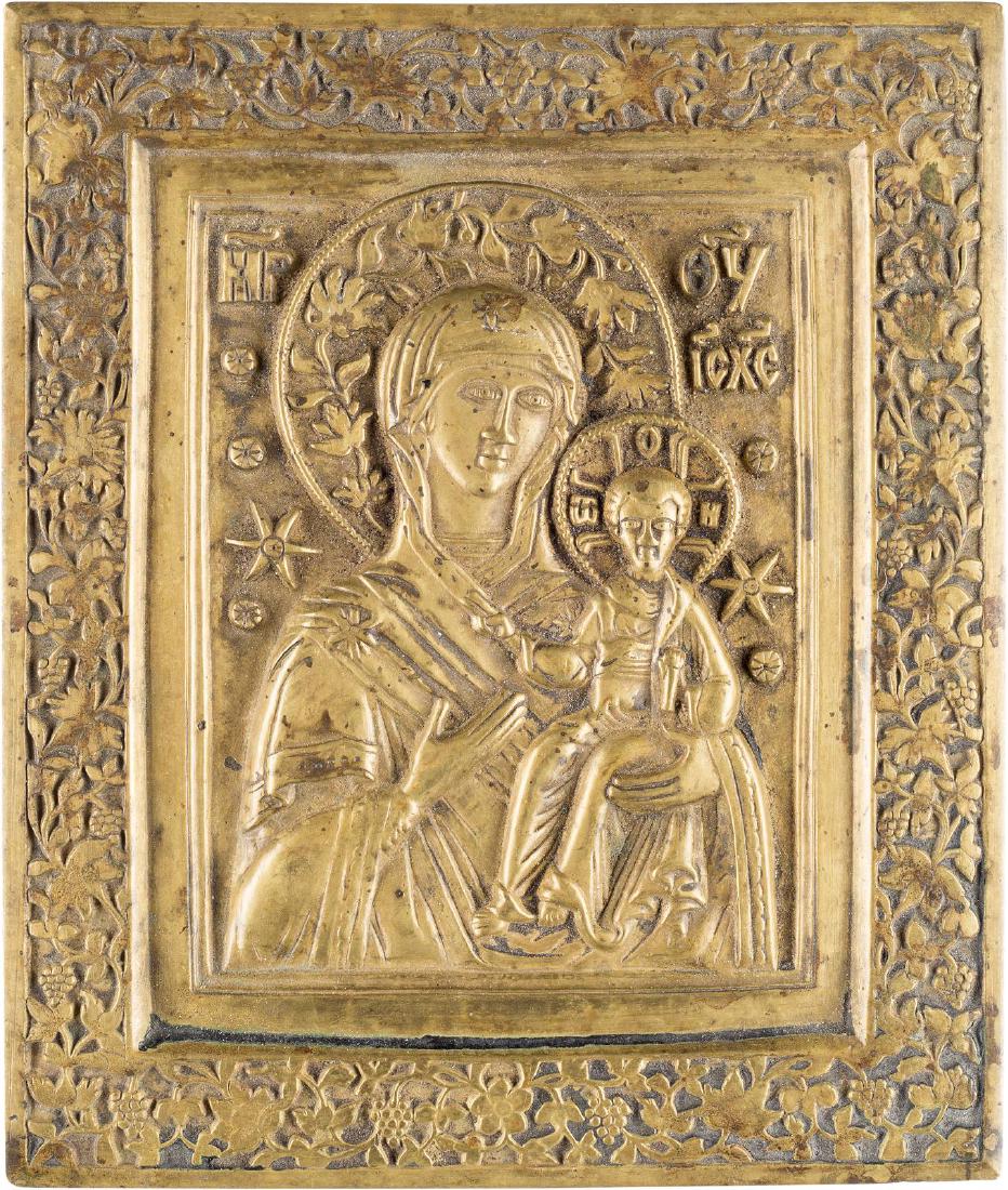 A BRASS ICON SHOWING THE SMOLENSKAYA MOTHER OF GOD (1 of 1)