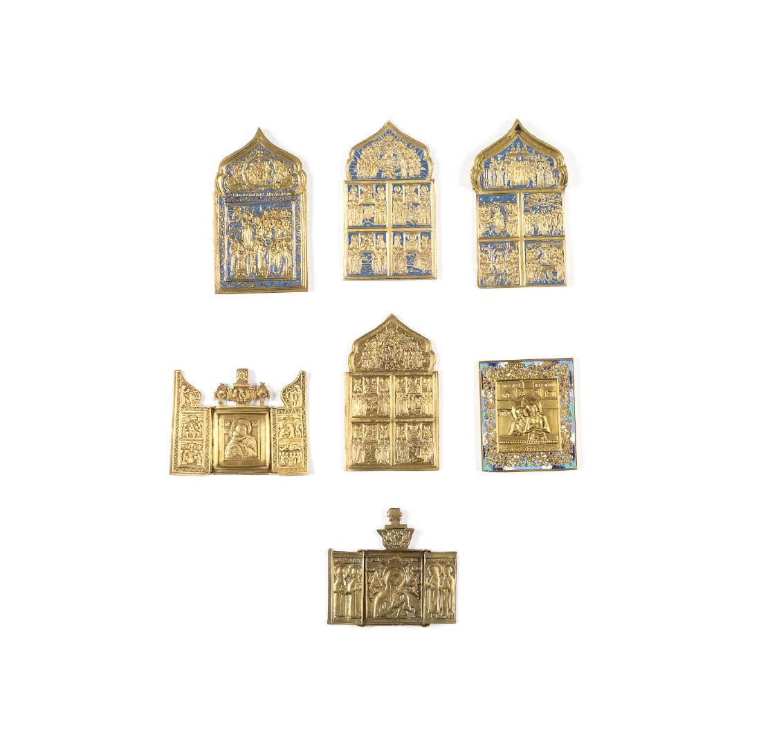 A BRASS ICON, TWO TRIPTYCHS AND FIVE FRAGMENTS (1 of 1)