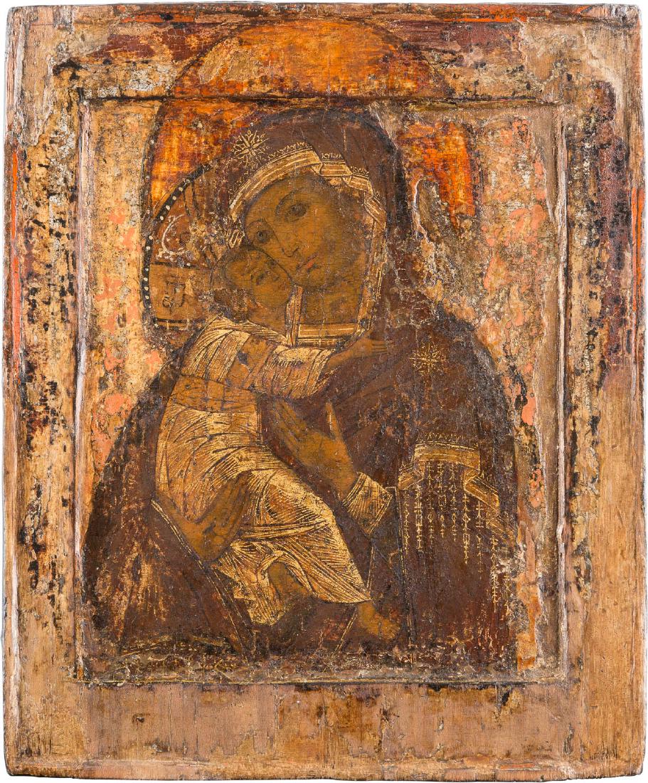 AN ICON SHOWING THE MOTHER OF GOD OF VLADIMIR Russian, (1 of 1)