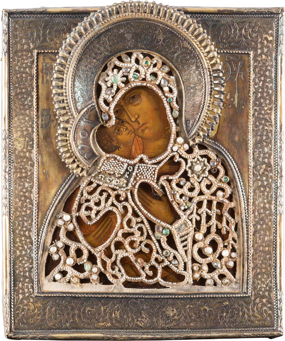 A SMALL ICON SHOWING THE VLADIMIRSKAYA MOTHER OF GOD (1 of 1)