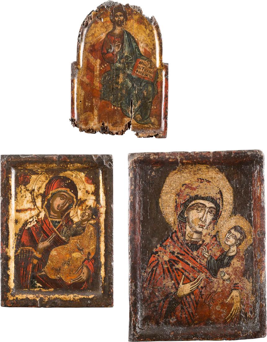 THREE ICONS: TWO IMAGES OF THE MOTHER OF GOD AND CHRIST (1 of 4)