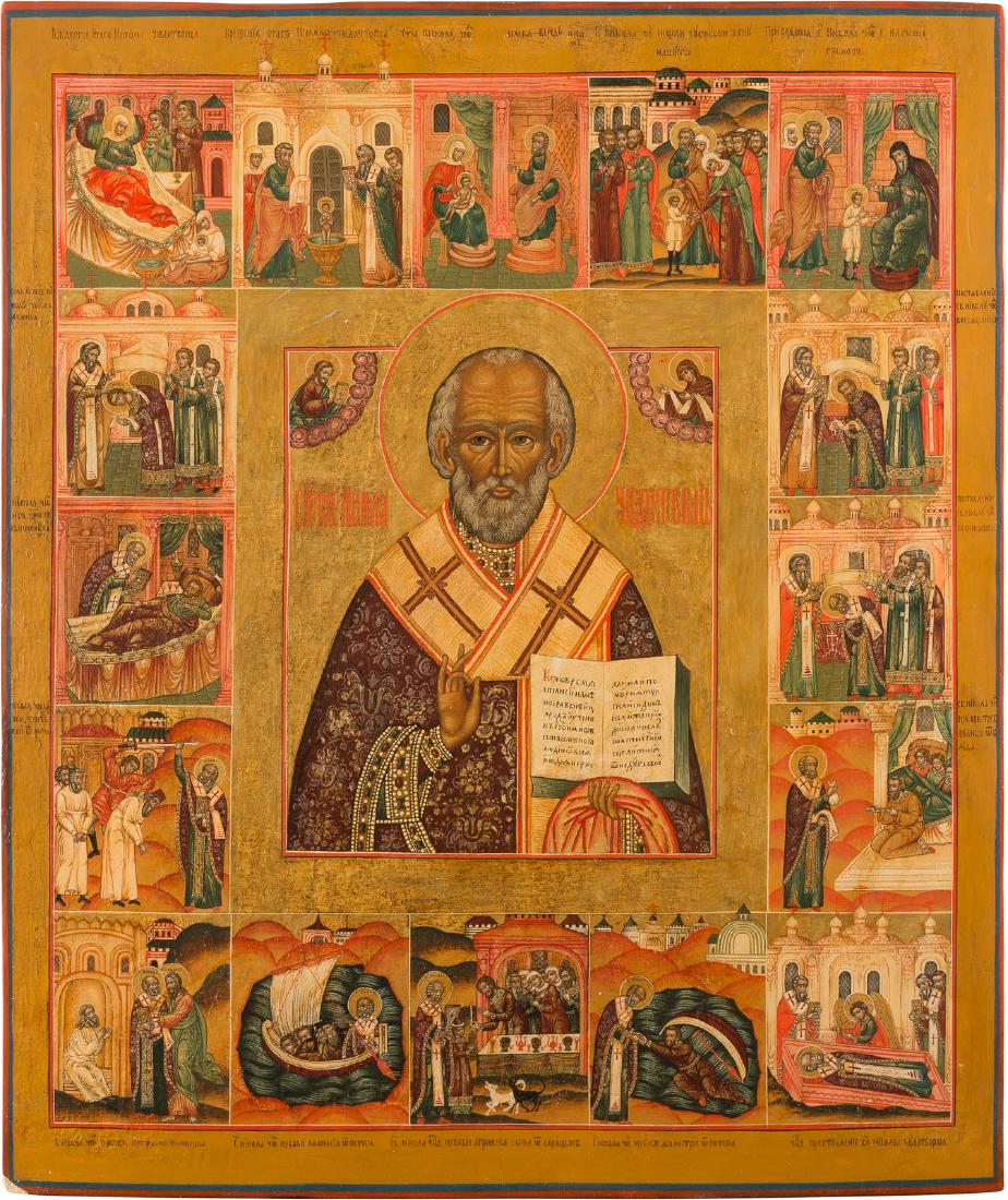 A MONUMENTAL VITA ICON OF ST. NICHOLAS OF MYRA Russian, (1 of 1)