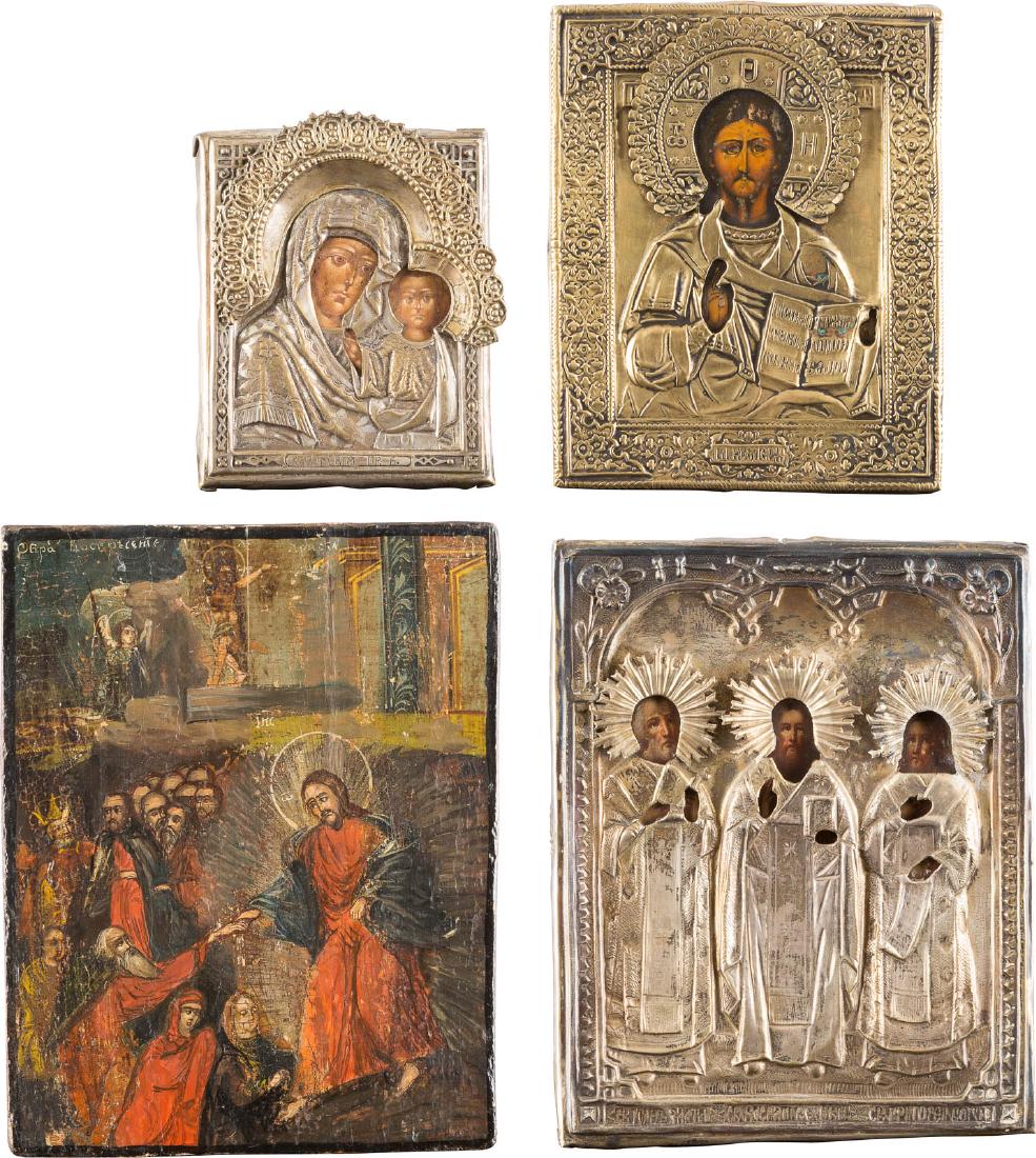 FOUR ICONS: DESCENT INTO HELL, MOTHER OF GOD OF KAZAN, (1 of 5)