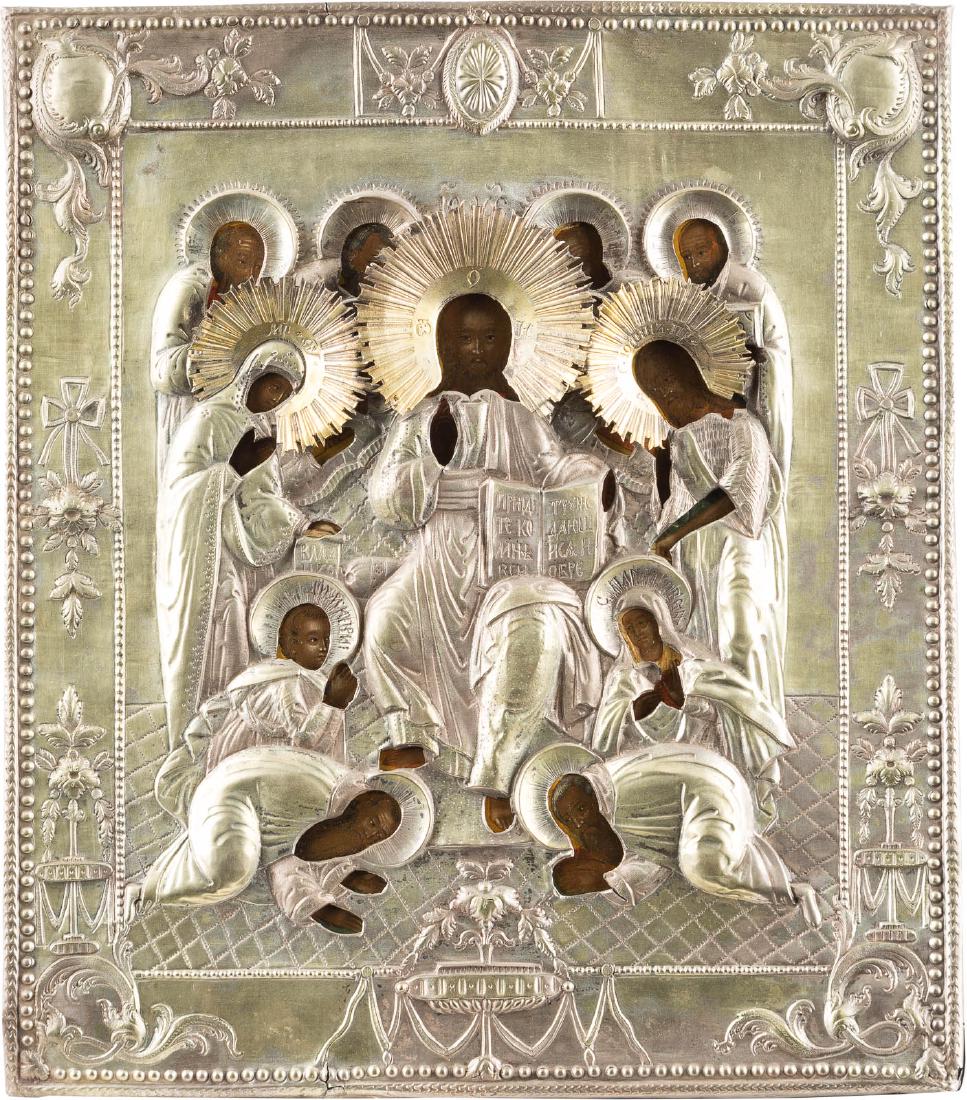 AN ICON SHOWING AN EXTENDED DEISIS WITH A SILVER-GILT R (1 of 1)