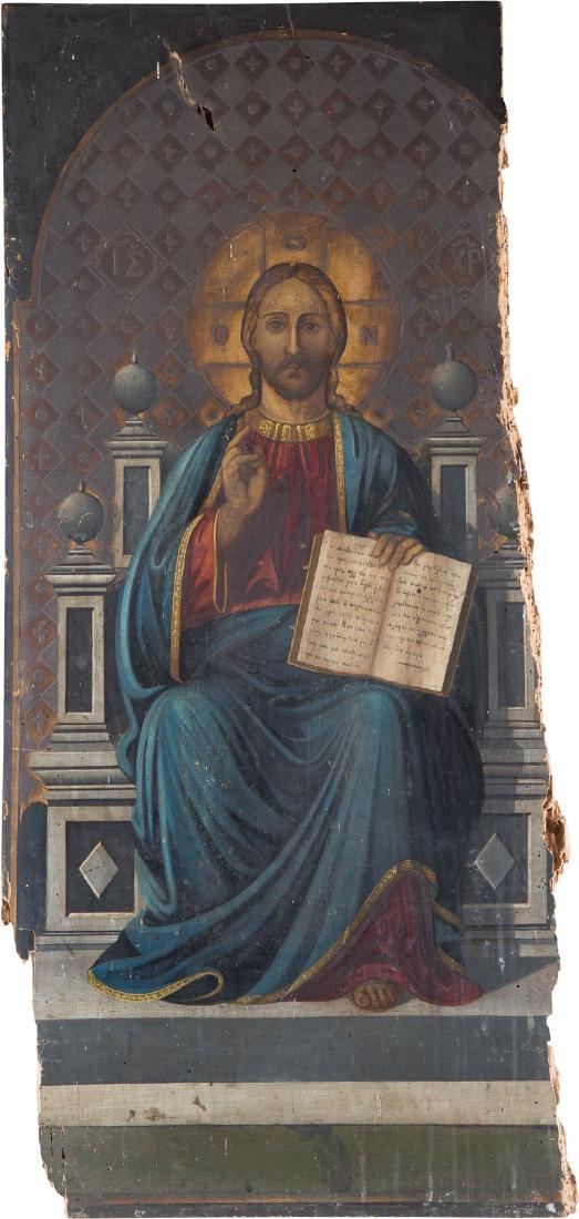 A MONUMENTAL ICON SHOWING THE ENTHRONED CHRIST FROM A (1 of 1)