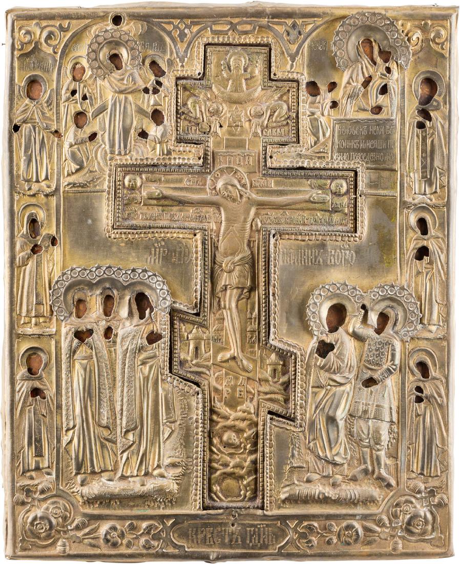 GROSSFORMATIGE IKONE MIT DER KREUZIGUNG CHRISTI UND (1 of 2)