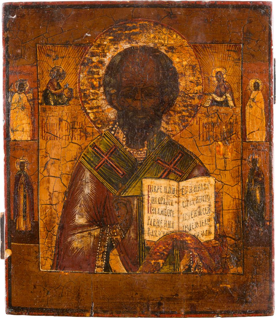 IKONE MIT DEM HEILIGEN NIKOLAUS UND VIER RANDHEILIGEN (1 of 1)