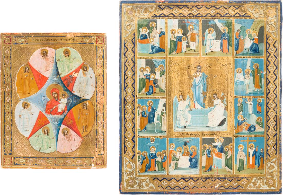 ZWEI IKONEN: GOTTESMUTTER 'UNVERBRENNBARER DORNBUSCH' (1 of 3)