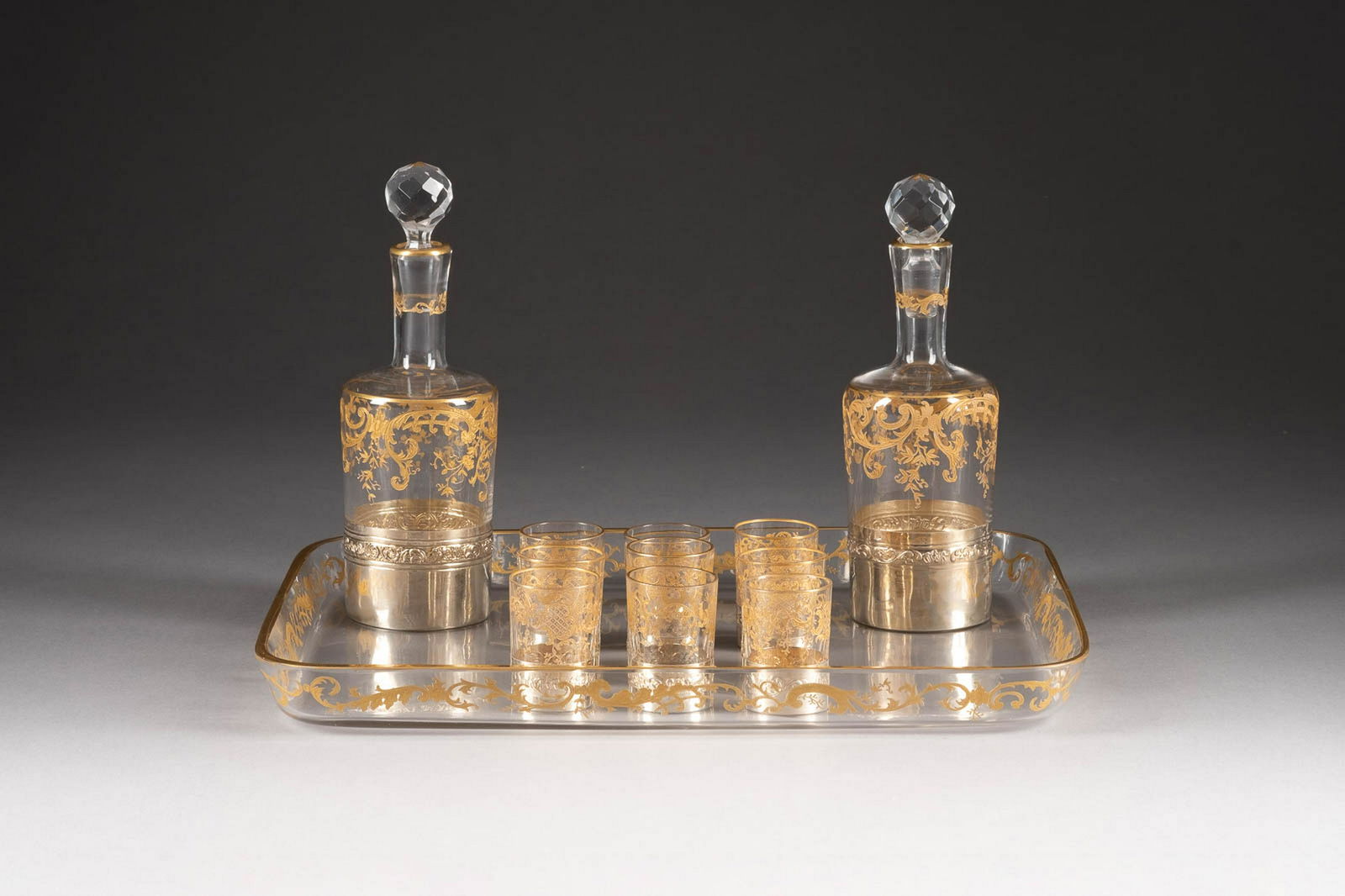 LIKÖRSET Frankreich, um 1900 Klarglas, geschliffen (1 of 1)