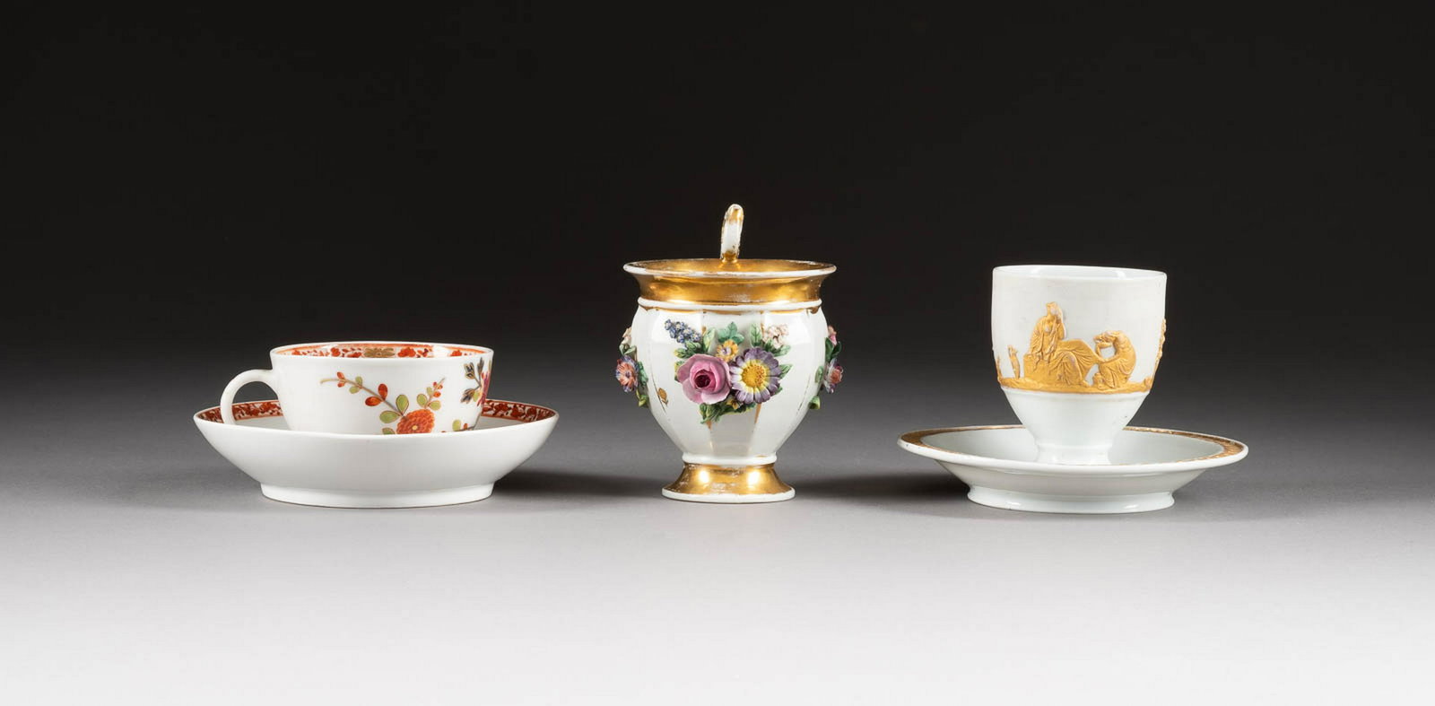 DREI TASSEN UND UNTERTASSEN Deutsch, Meissen, 19. Jh. (1 of 1)