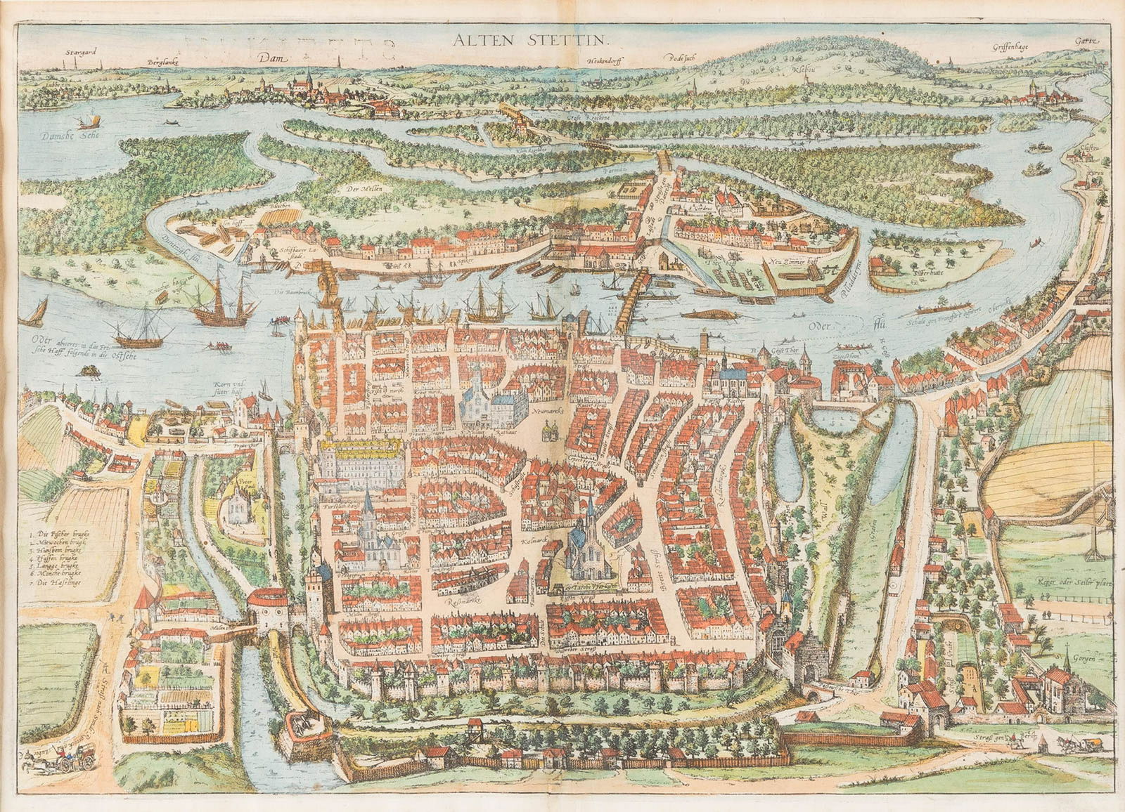 FOUR VIEWS OF STETTIN AND POMERANIA German, Dutch i.a., (1 of 4)