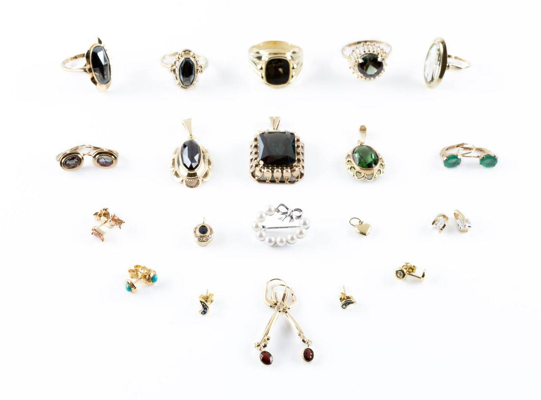 KONVOLUT SCHMUCK 20-tlg. Gelbggold, Weißgold. 15 (1 of 1)