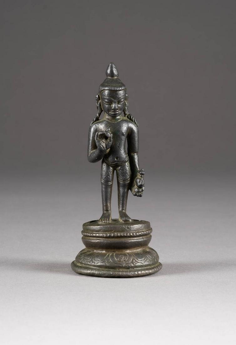 STEHENDE GOTTHEIT Himalaya-Gebiet, 12./13. Jh. Bronze. (1 of 5)