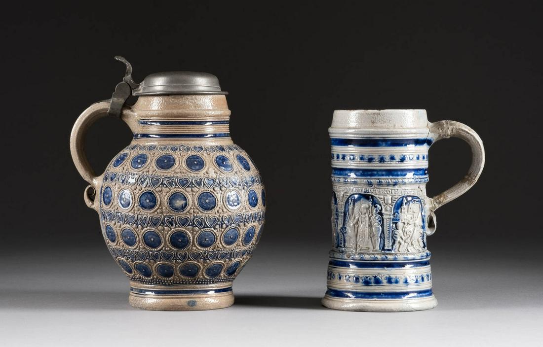 WALZEN- UND DECKELKRUG Deutsch, Westerwald, 17./18. Jh. (1 of 1)