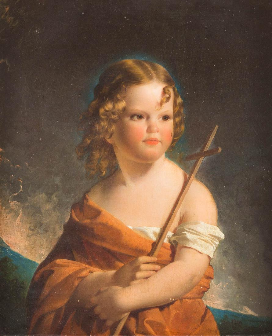 THOMAS SULLY (ATTR.) 19. Juni 1783 Horncastle: THOMAS SULLY (ATTR.) 19. Juni 1783 Horncastle (Lincolnshire) - 5. November 1872 Philadeiphia (Pennsylvania) PORTRAIT OF A YOUNG GIRL WITH A CROSS Oil on canvas. 69 cm x 56 cm (F. 91 cm x 78,5 cm). Ver