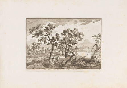 PIETER SCHENK II 1693 Amsterdam - 1775 ibidem SIX: PIETER SCHENK II 1693 Amsterdam - 1775 ibidem SIX LANDSCAPES 6 engravings on hand-made paper. Sheet size 19,5 x 28 cm, print size 11 x 15,5 cm. Each in the plate in the centre inscribed in latin; the