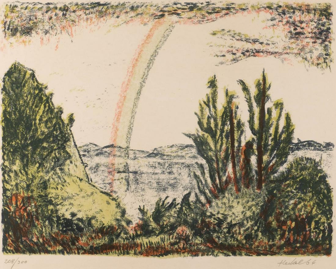 ERICH HECKEL 1883 Döbeln - 1970 Radolfzell: ERICH HECKEL 1883 Döbeln - 1970 Radolfzell REGENBOGEN (1964) Farblithografie auf Velin. SM 55 x 68,5 cm, DM 44 x 57 cm (R. 61 x 75 cm). Unten rechts handsigniert und datiert 'Heckel (19)64'; unte