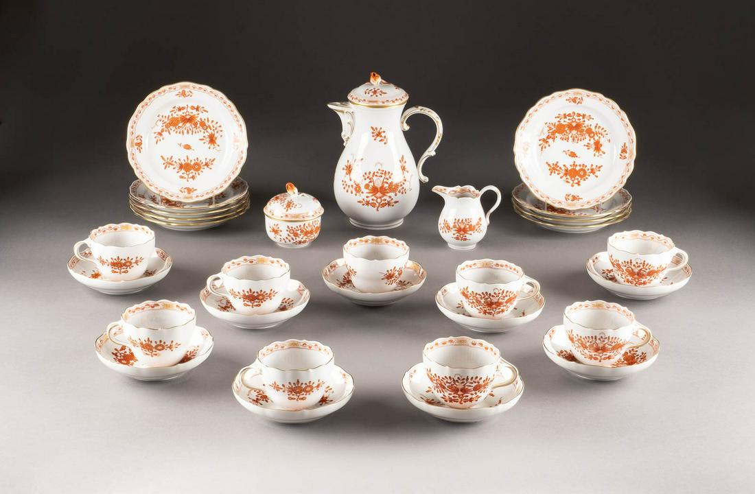 21-TEILIGES KAFFEESERVICE 'INDISCH - KORALLENROT' (1 of 1)